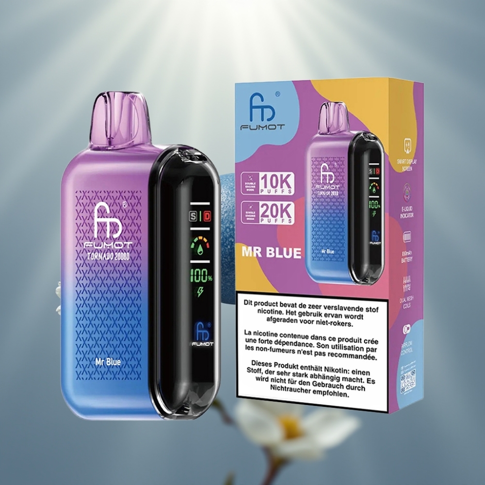 Fumot Tornado 20000 Puff Dual Mesh Coil 20ml 850mAh Smart Display Mr Blue