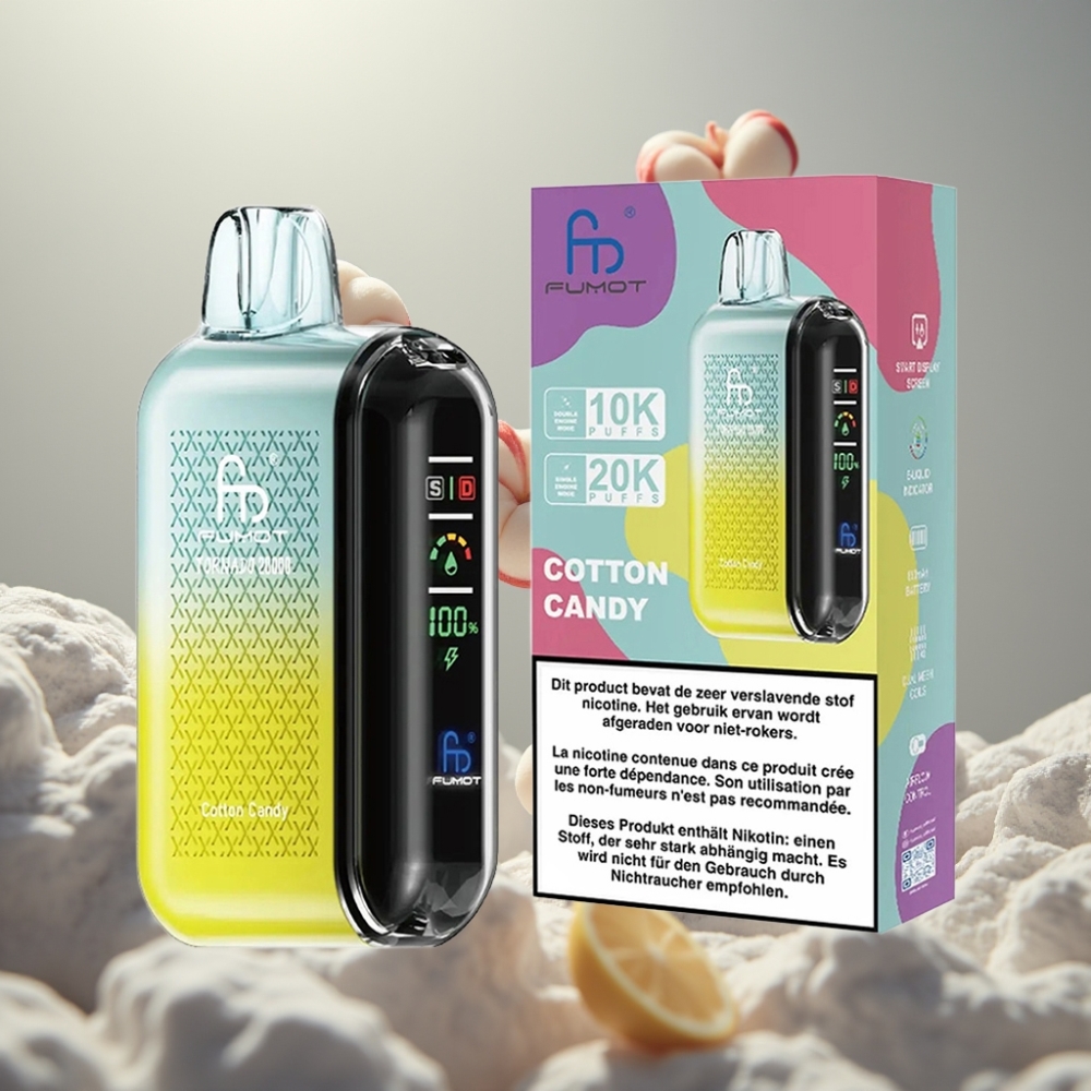 Fumot Tornado 20000 Puff Dupla Mesh Coil 20ml Okos Kijelző Légáramlás Szabályzó 2% Nikotin