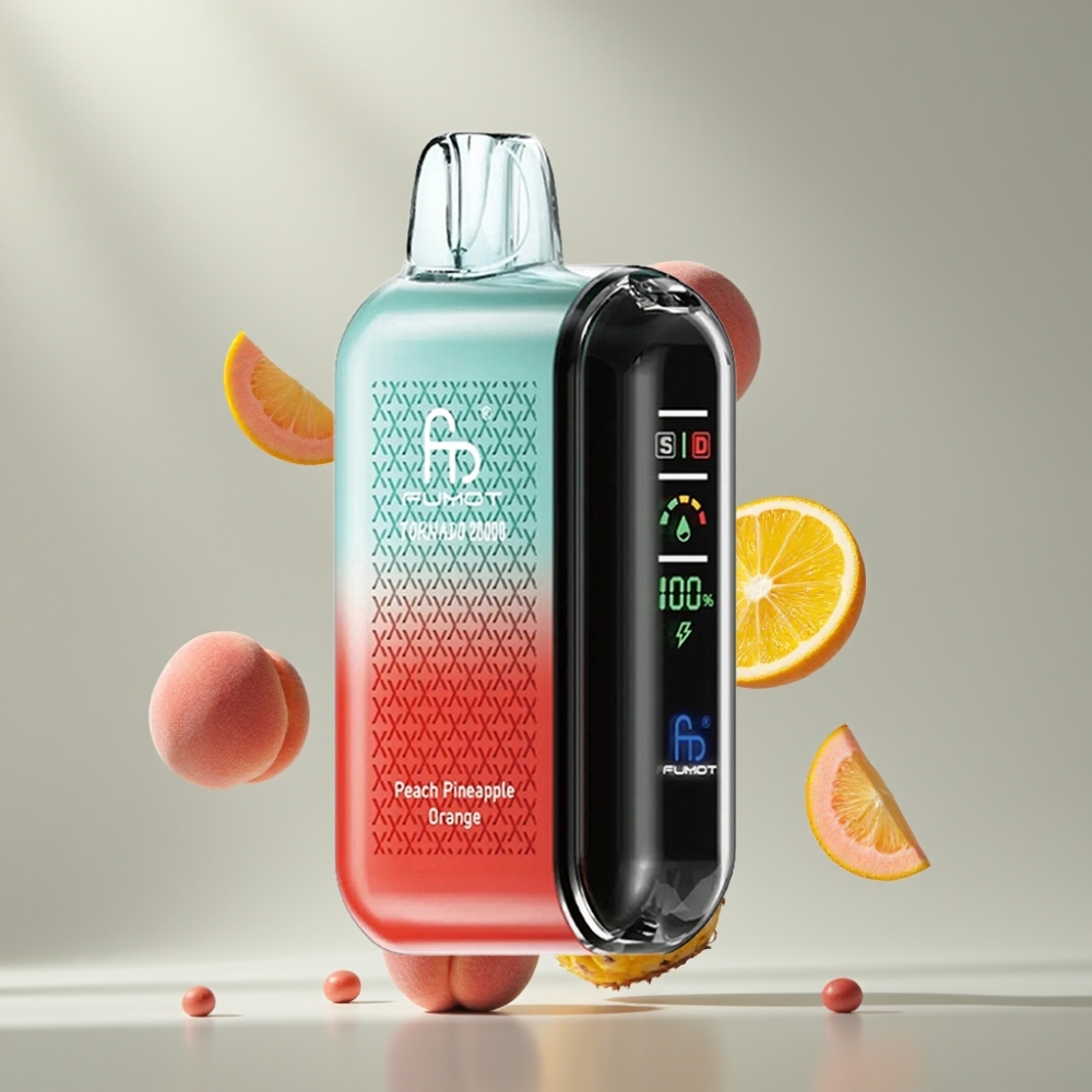 Fumot Tornado 20000 Puffs Dual Mesh 20ml 850mAh Okos Kijelző Barack Ananász Narancs