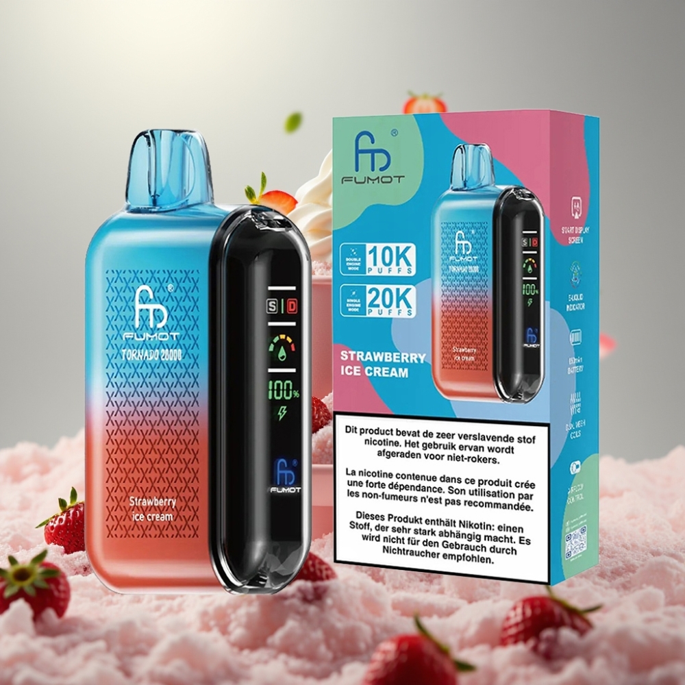 Fumot Tornado 20000 Puffs Dual Mesh Coil 20ml 850mAh Strawberry Ice Cream