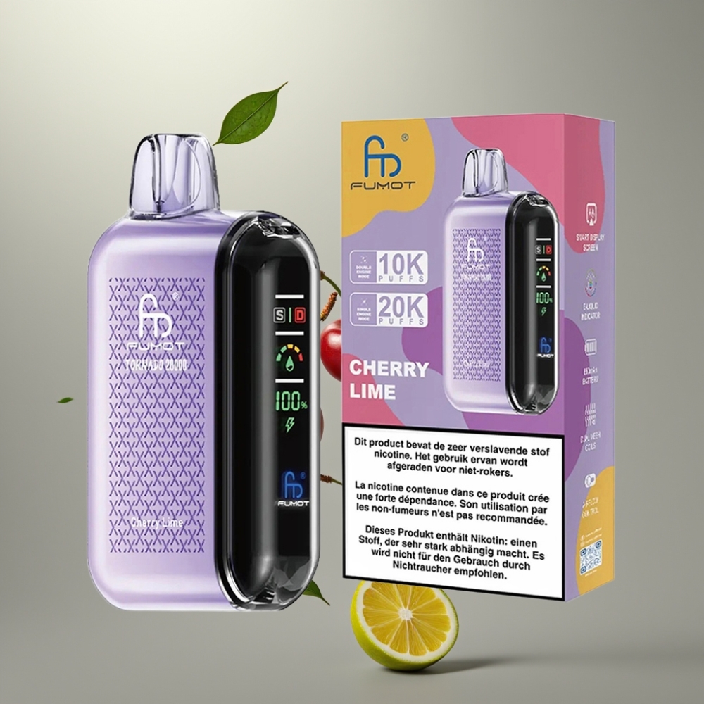 Fumot Tornado 20000 Puffs Dual Mesh Coil 20ml Cherry Lime