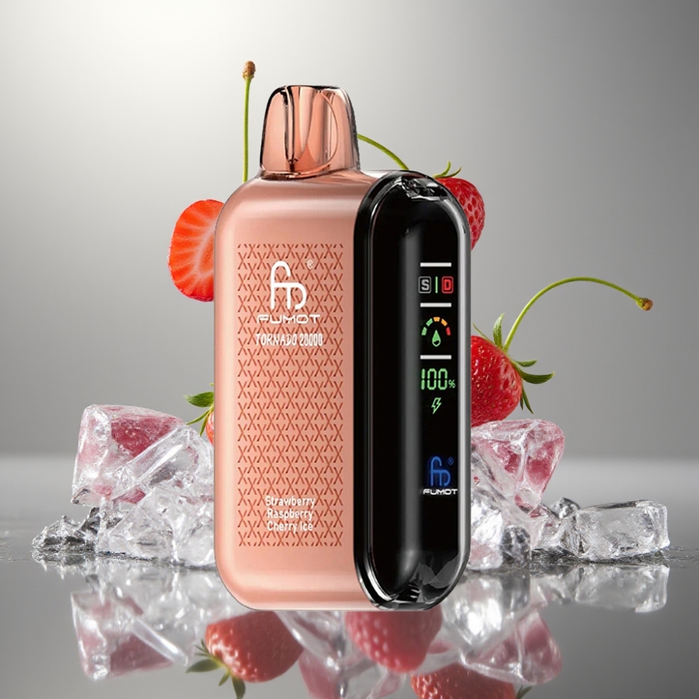Fumot Tornado 20000 Puffs Dual Mesh Coil 20ml E-liquid 850mAh Smart Display Strawberry Raspberry Cherry Ice