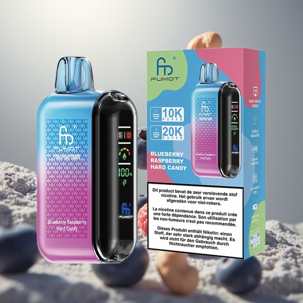 Fumot Tornado 20000 Puffs Dual Mesh Coil 20ml Kékáfonya Málna Hard Candy