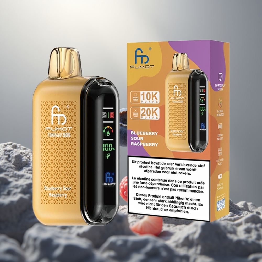 Fumot Tornado 20000 Puffs Dual Mesh Coil 20ml Kékáfonya Savanyú Málna