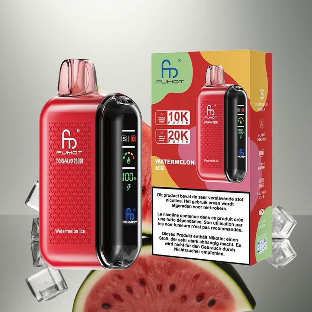 Fumot Tornado 20000 Puffs Duplahálós Coil 20ml Okos Kijelző
