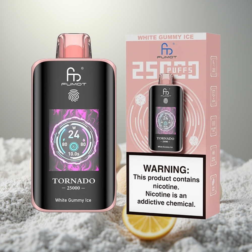 Fumot Tornado 25000 Puff HD Képernyős 700mAh 20ml White Gummy Ice