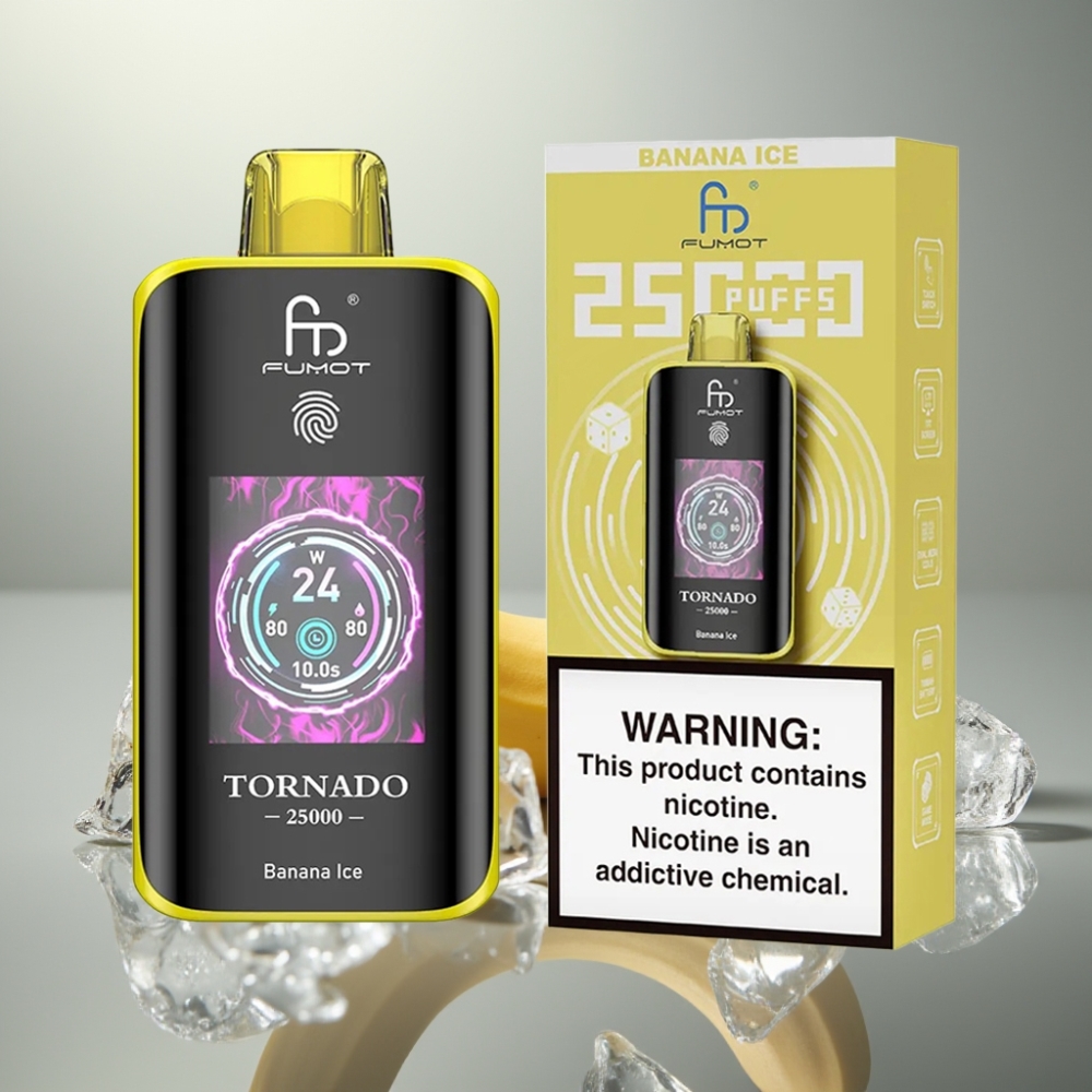 Fumot Tornado 25000 Puff HD Kijelző 700mAh 20ml Banán Jég