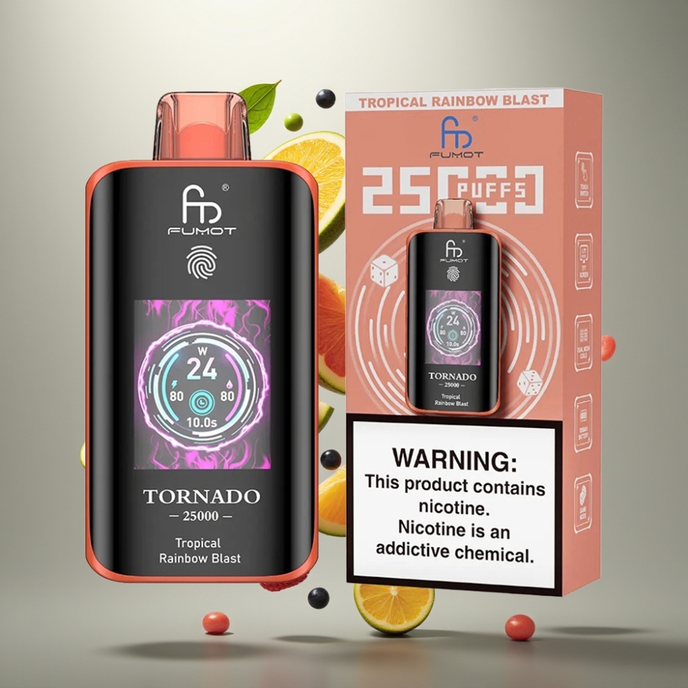 Fumot Tornado 25000 Puff HD Kijelző 700mAh Tropikus Szivárvány Íz