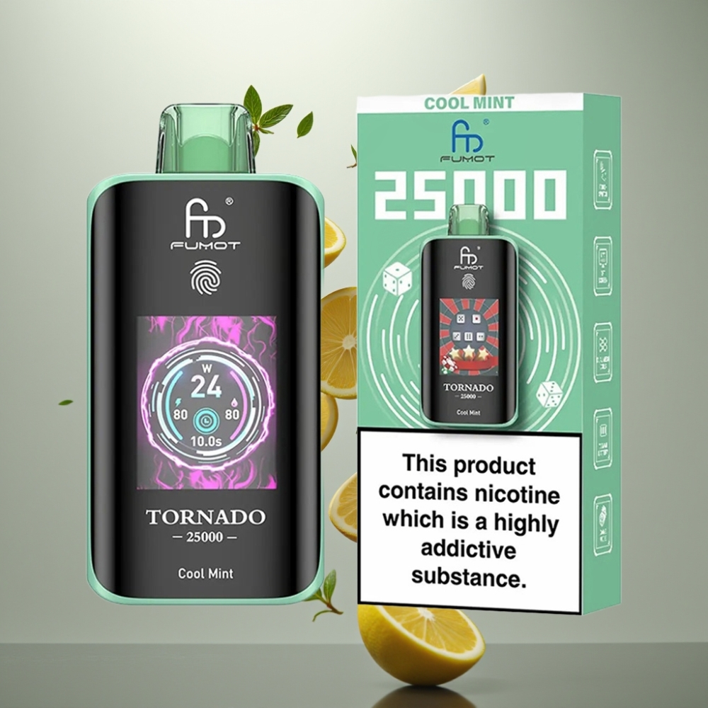 Fumot Tornado 25000 Puffs HD Képernyő 20ml E-liquid 5% Nikotin Cool Mint