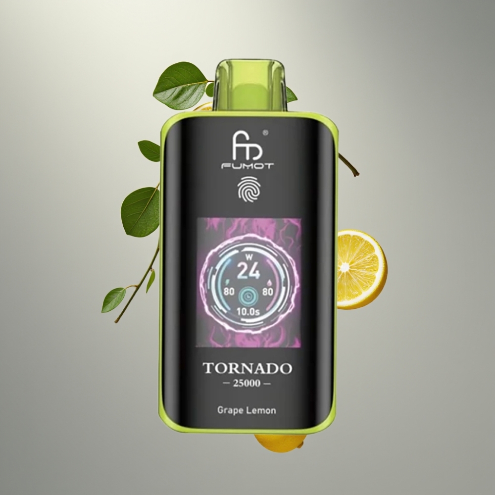 Fumot Tornado 25000 Puffs HD Képernyő 20ml Töltet Grape Lemon