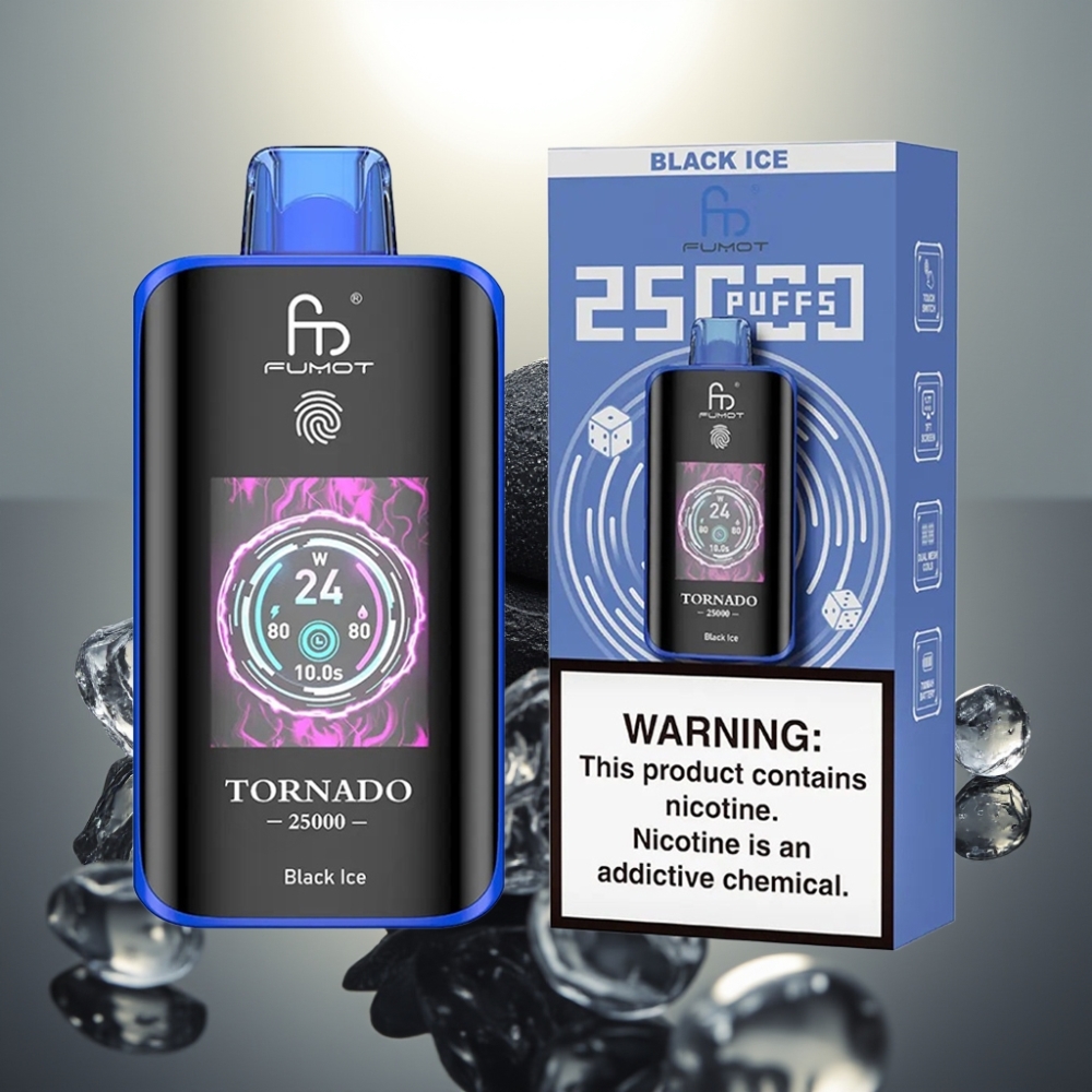 Fumot Tornado 25000 Puffs HD Kijelző 700mAh 20ml Folyadék Típus-C Black Ice