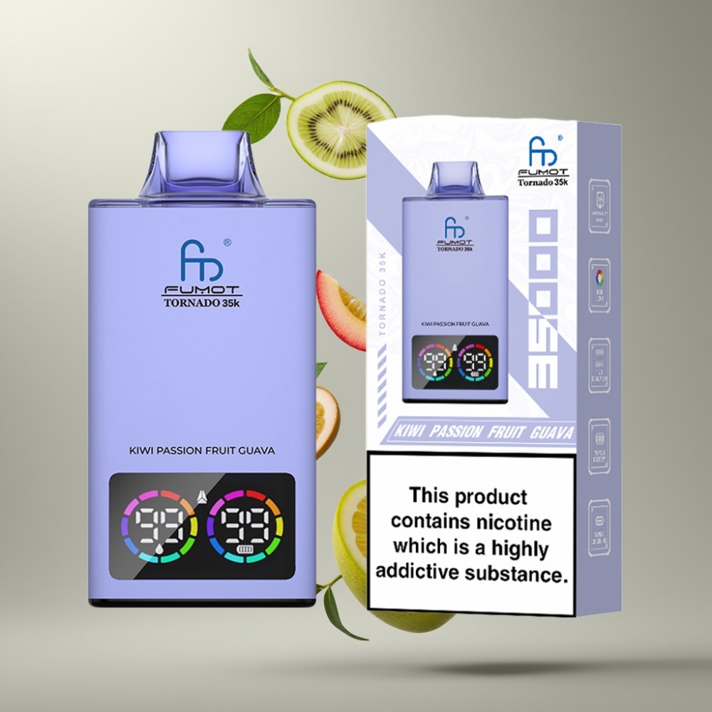 Fumot Tornado 35000 Duplahálós Gyorsfeltöltés RGB Kiwi Passion Fruit Guava