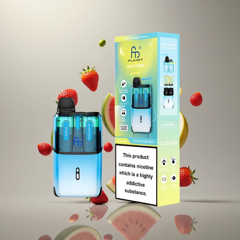 Fumot Ultra T32000 32000 Lökés Gyors Töltésű 24ml E-liquid Dobozos E-cigaretta Fruit Bomb - Eper Dinnye