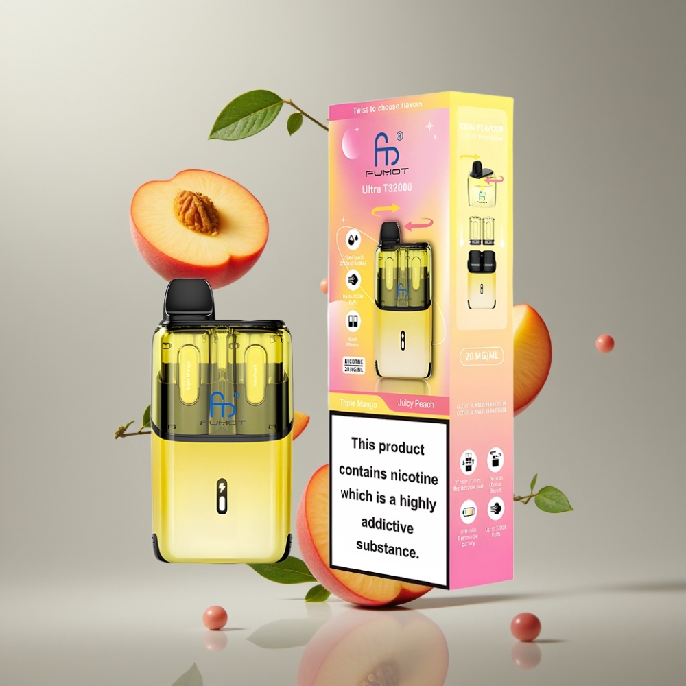 Fumot Ultra T32000 Eldobható E-Cigi 32000 Puff 800mAh Típus-C Hármas Mango-Őszibarack