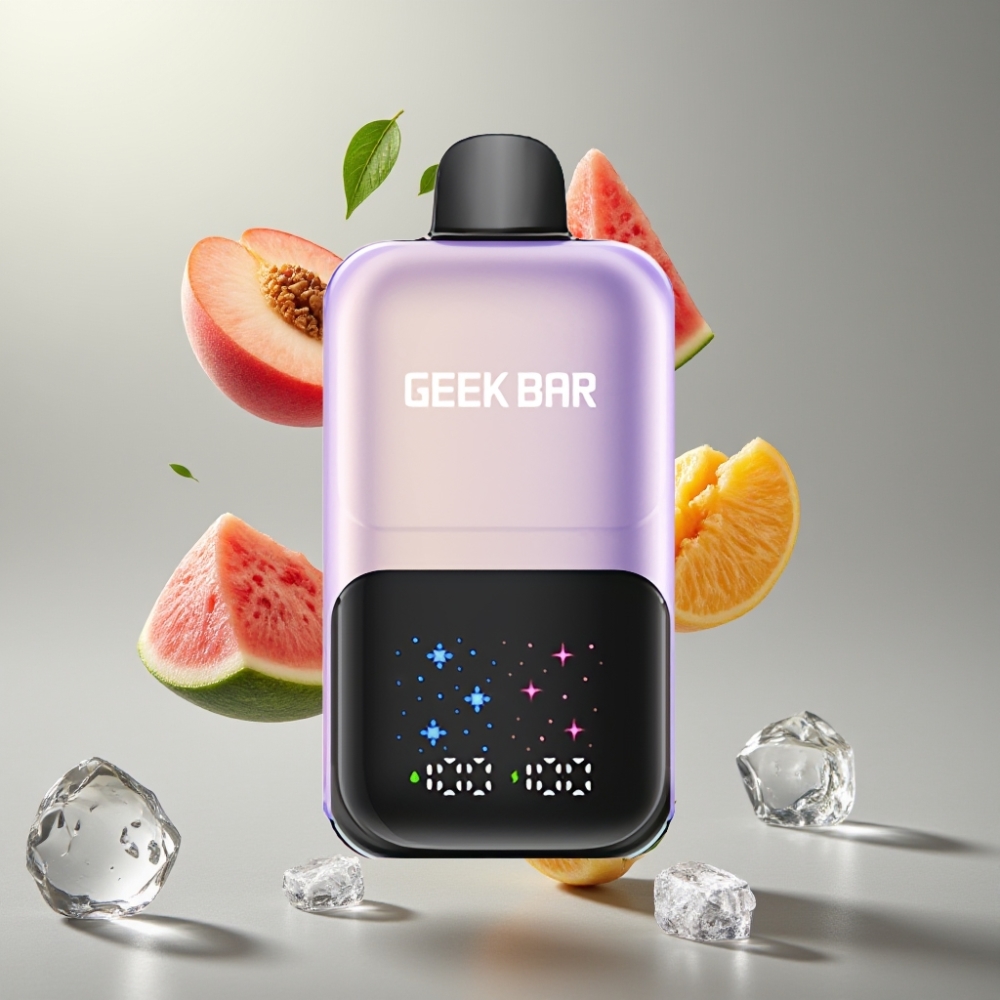 GEEK BAR 2GO 50000 Puff Nagy Kijelzős Dual Tank 20ml Disposable Vape Pen Peach Mango Watermelon Ice