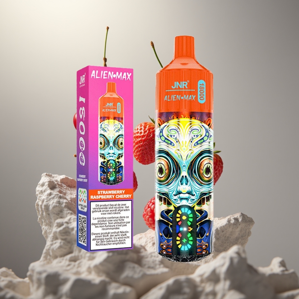 JNR Alien Max 18000 Puffs Okos LED Kijelző, Dupla Mesh Coil, 28ml E-liquid, Epres Málna Cseresznye Íz