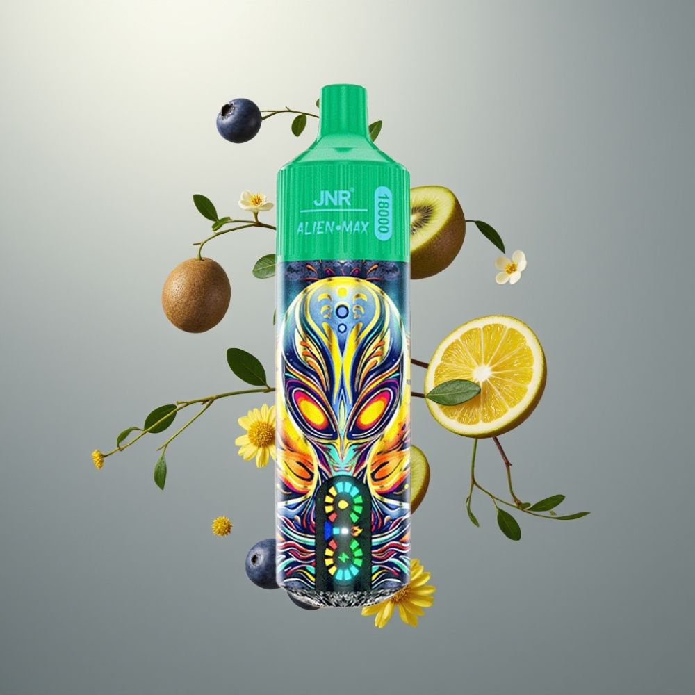 JNR Alien Max 18000 Puffs Okos LED Kijelző, Dupla Mesh Coil, 28ml E-liquid, Kékáfonya-Kiwi Íz