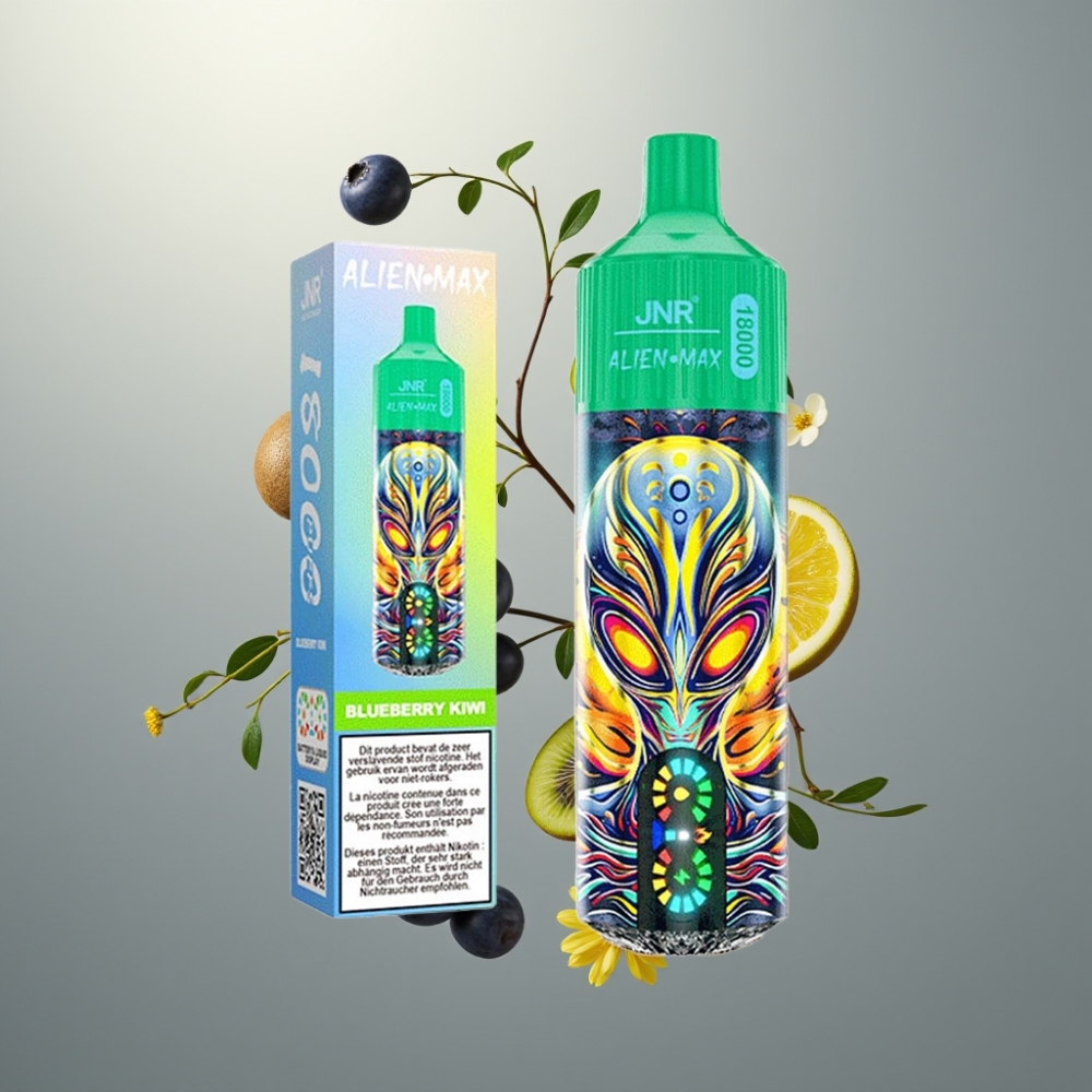 JNR Alien Max 18000 Puffs Okos LED Kijelző, Dupla Mesh Coil, 28ml E-liquid, Kékáfonya-Kiwi Íz
