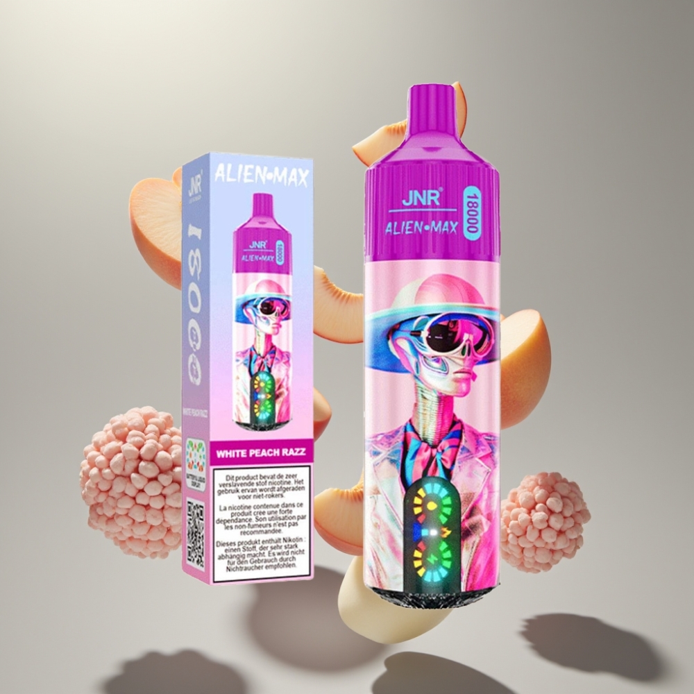 JNR Alien Max 18000 Puffs Okos LED Kijelző, Dupla Mesh Coil, Fehérőbarack-Razz Íz