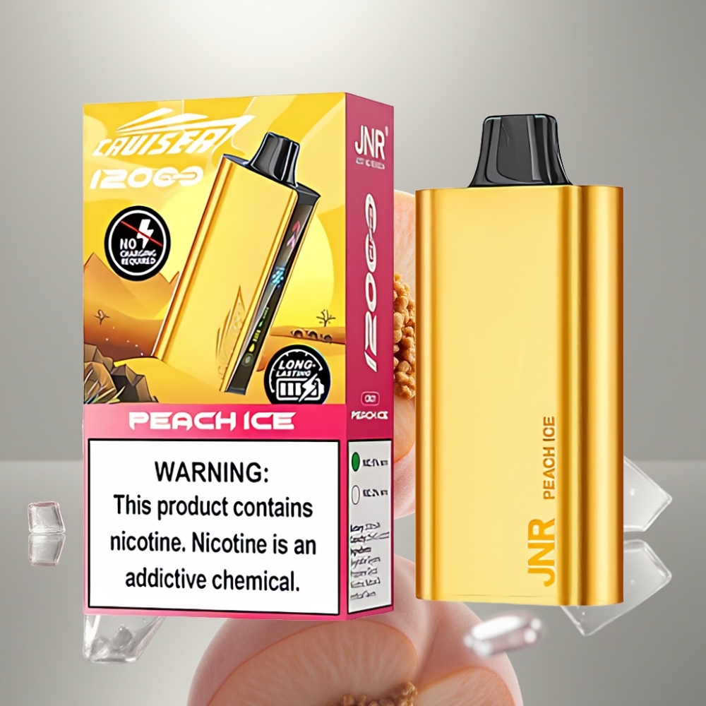 JNR Cruiser 12000 Puff No-Charge Dual Mesh Alumínium Testhegyes Disposable Vape Peach Ice