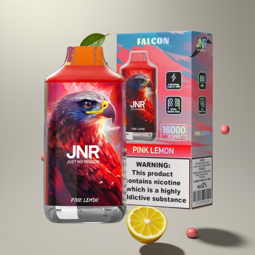 JNR Falcon 16000 Puffs 22ml Dual Mesh Smart LED Pink Lemon
