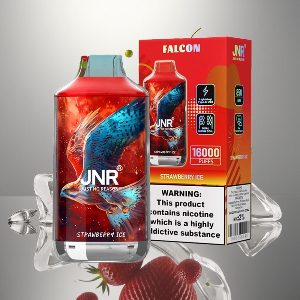 JNR Falcon 16000 Puffs 850 mAh Dual Mesh Strawberry Ice