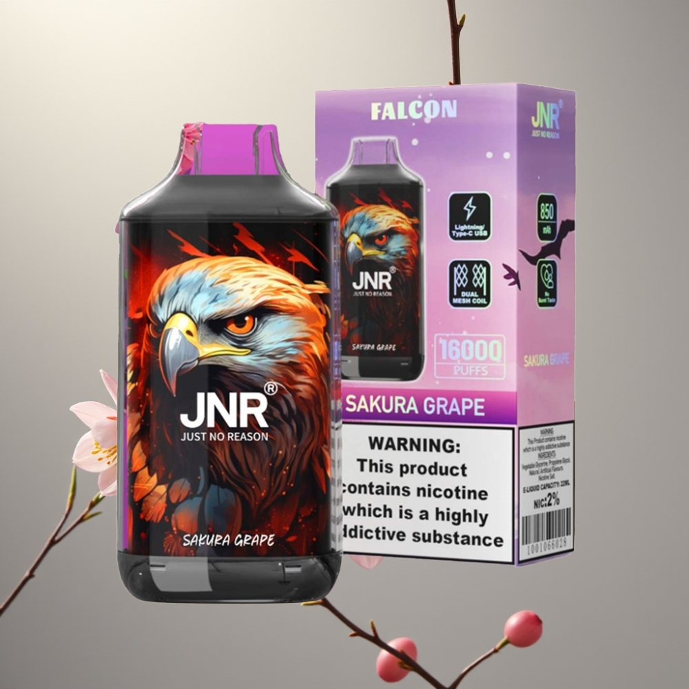 JNR Falcon 16000 Puffs Dual Mesh Coil 22ml Sakura Grape