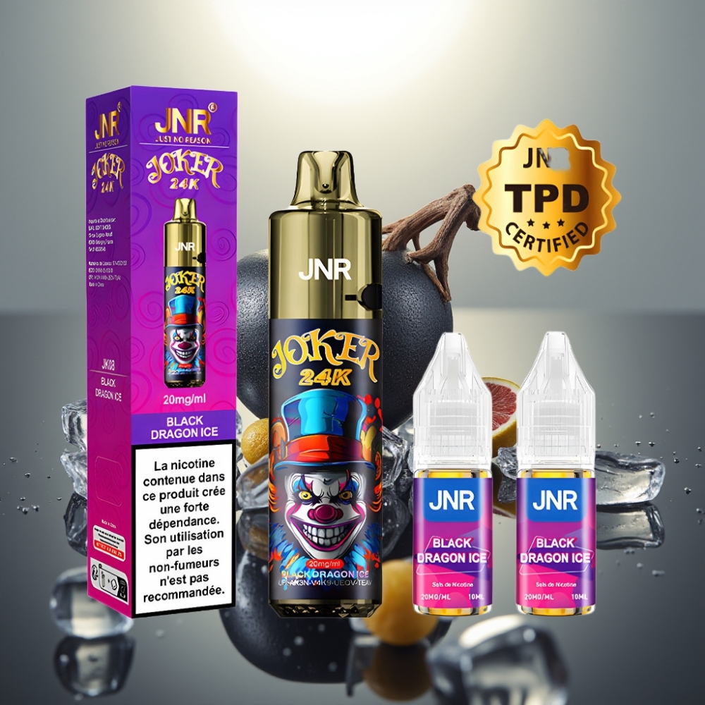 JNR Joker 24K Puffs Refillable Pod 800mAh Black Dragon Ice