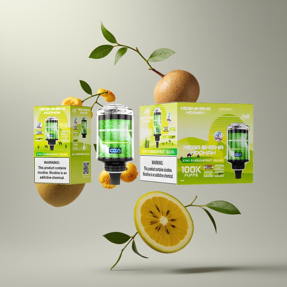 JNR Mega Shisha Hookah 100K Desktop Kompatibilitás 60ml 2200mAh Kiwi Passionfruit Guava