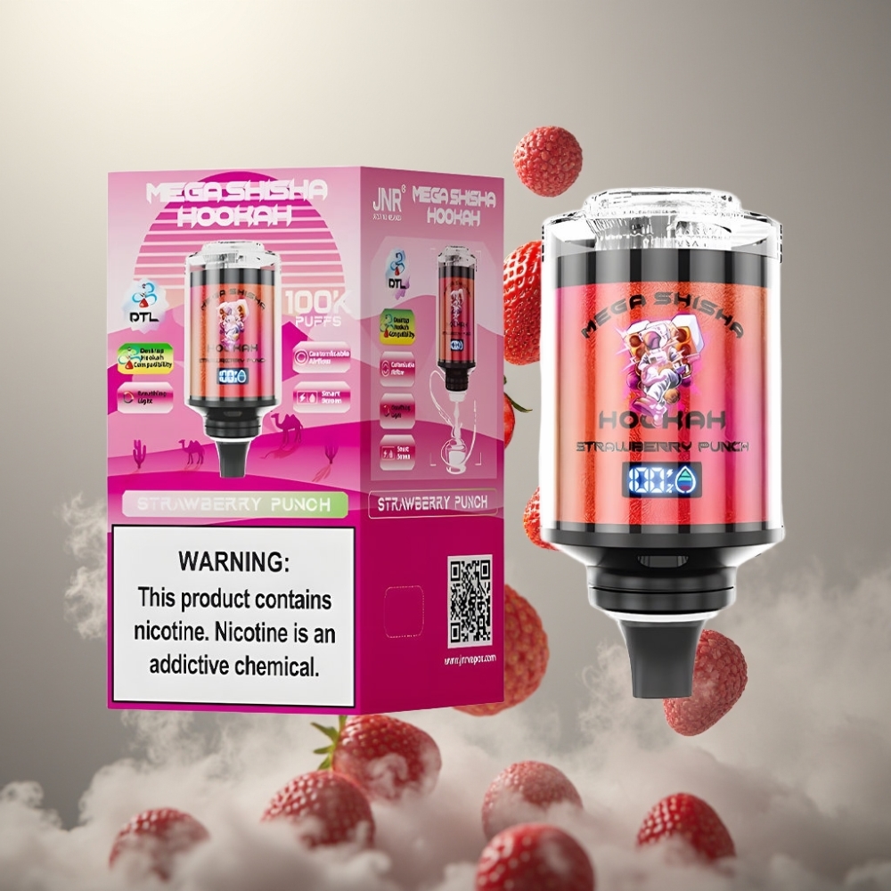 JNR Mega Shisha Hookah 100K asztali kompatibilitás 2200mAh e-liquid 60ml eper punch