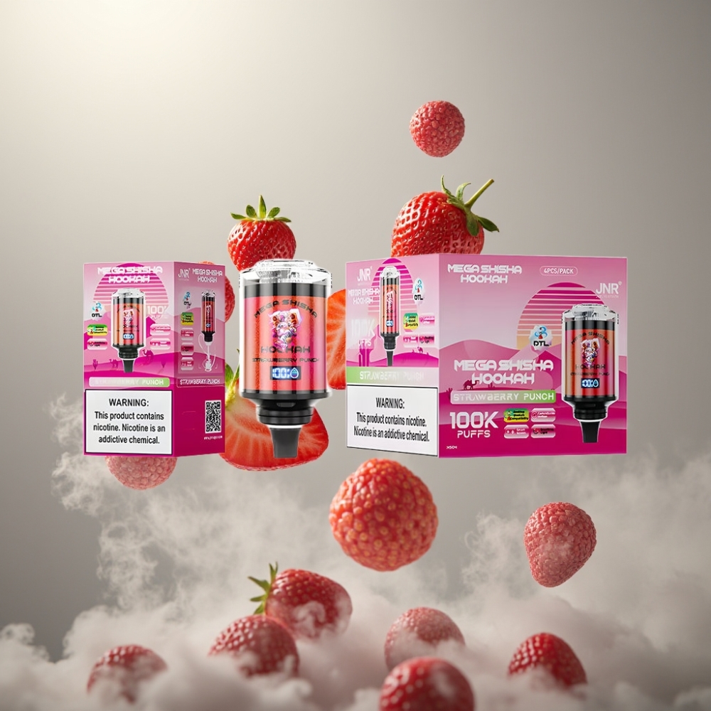 JNR Mega Shisha Hookah 100K asztali kompatibilitás 2200mAh e-liquid 60ml eper punch