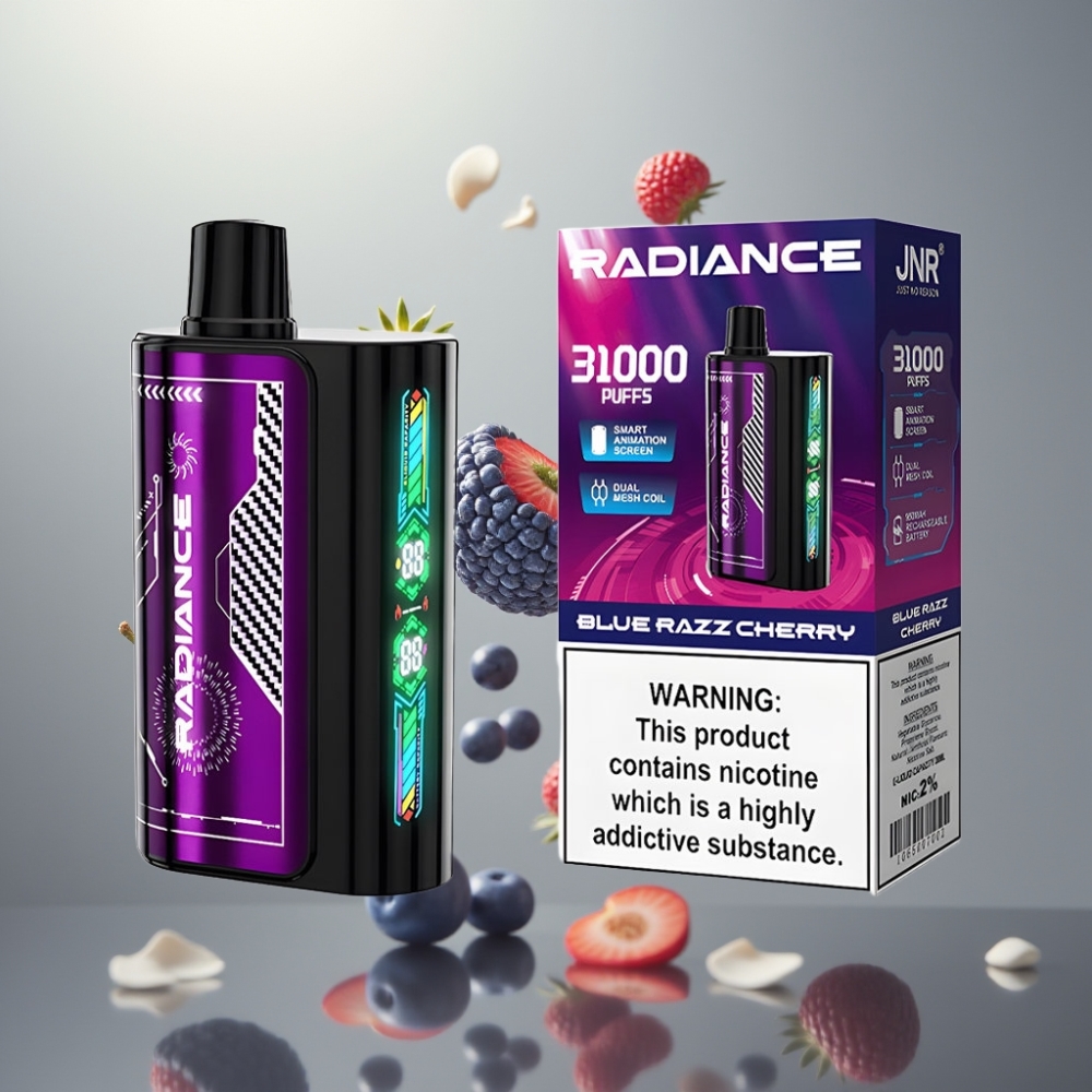 JNR Radiance 31000 Puff Okos Animációs Kijelző Dual Mesh Coil BLUE RAZZ CHERRY
