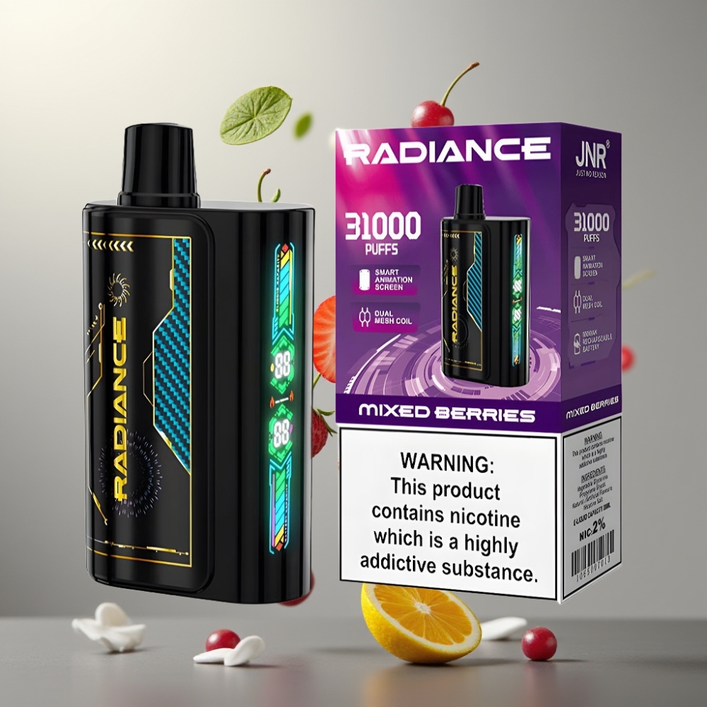 JNR Radiance 31000 Puff Okos Animációs Kijelző Kettős Mesh Coil Eldobható E-cigaretta MIXED BERRIES