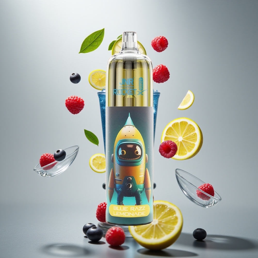 JNR Rocket-X 12400 Puff Adjustable Airflow RGB Mesh Coil Disposable Vape Kék Málna Limonádé