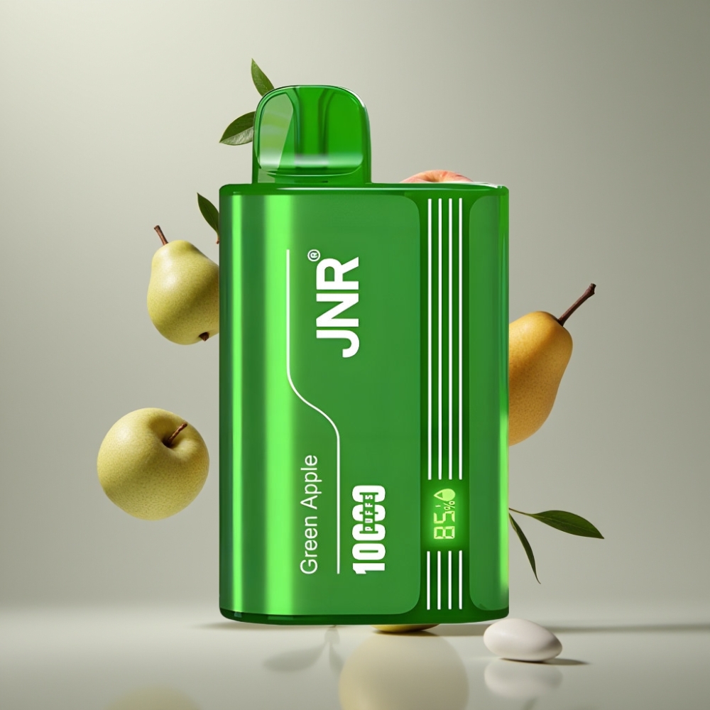 JNR Tank 10000 Puffs Dohtányzó Elszívható Digitális Kijelző Állítható Légáramlással Zöld Alma Barack Körte