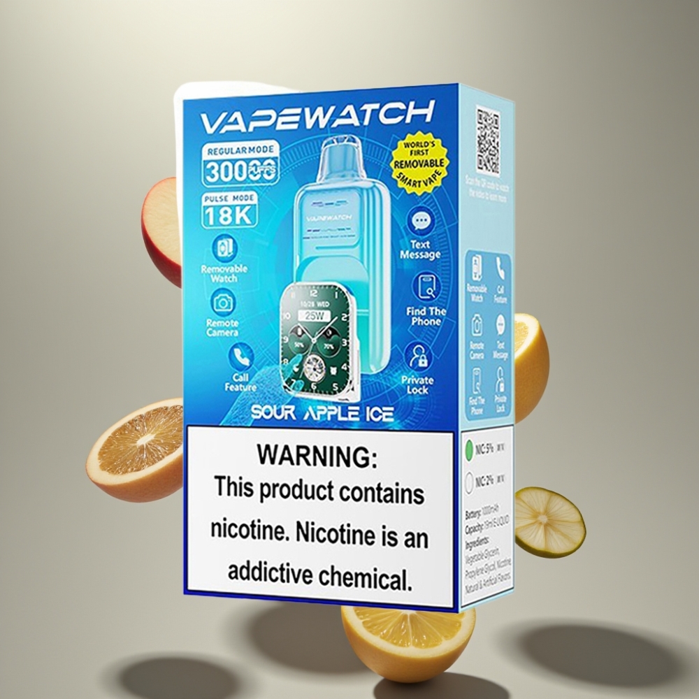 JNR VapeWatch 30000 Puffs Dual Mesh Coil 19mL Sour Apple Ice